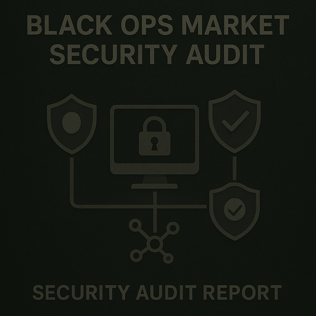 Cover page of Black Ops Market security audit report, with technical diagrams and industrial design